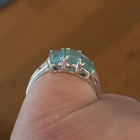 Gorgeous Grandidierite 3-Stone Ring in .925! - Picture 7 of 9